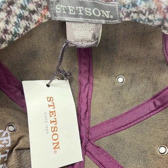 Stetson Wool Blend Houndstooth Plaid Baseball Cap Adjustable Buckle Back OSFM - Picture 7 of 9